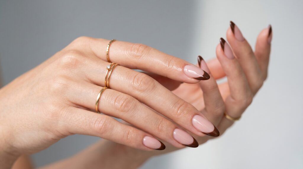 Summer Beach Nails 2026 brown almond nails french tip beach aesthetic