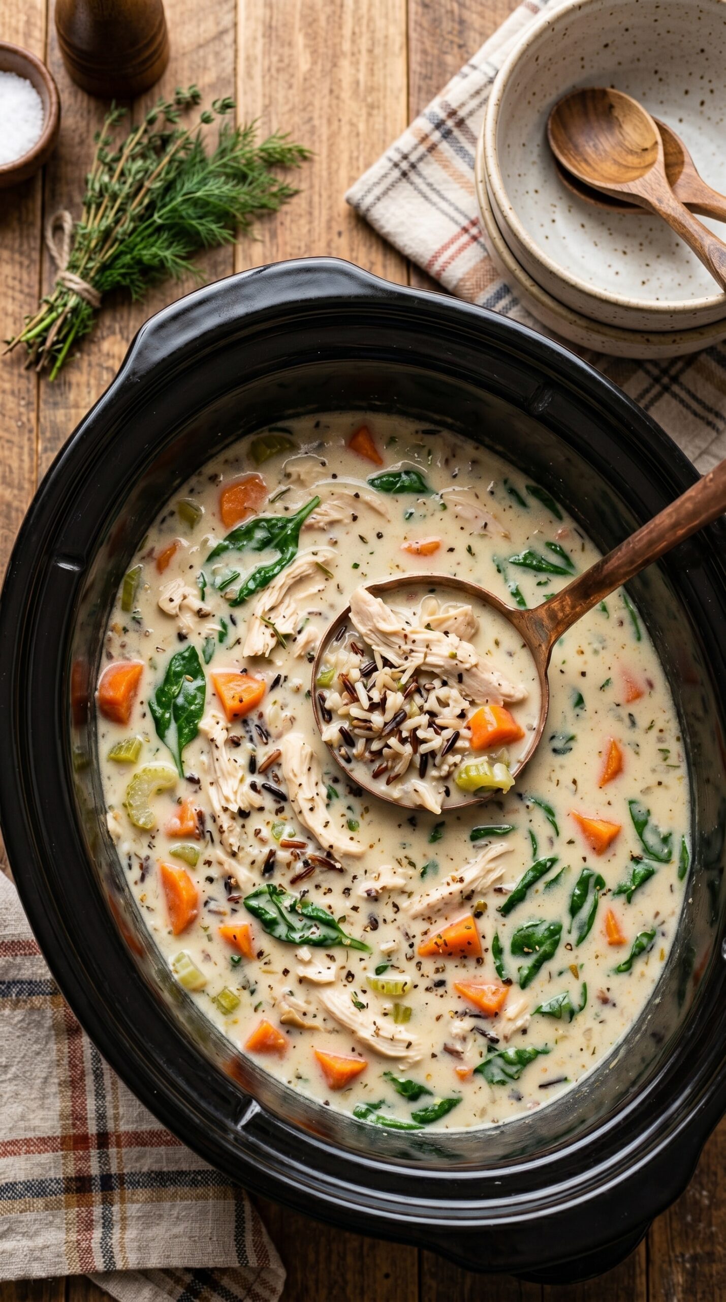 Cozy Crockpot Chicken & Wild Rice Soup