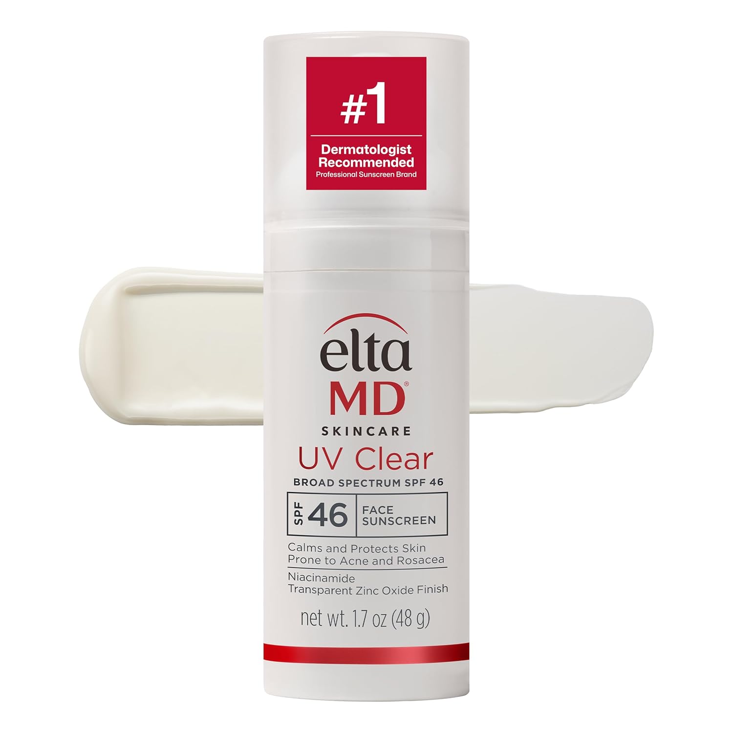 Top 10 Best Sunscreen for all skin types EltaMD UV Clear Broad-Spectrum SPF 46 tube with clinical white packaging dermatologist-recommended mineral sunscreen for acne-prone skin