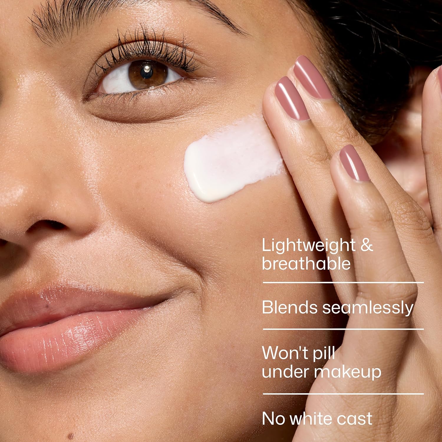 Top 10 Best Sunscreen for all skin types Lightweight transparent zinc oxide texture of EltaMD UV Clear sunscreen swatched on inner arm showing non-comedogenic finish