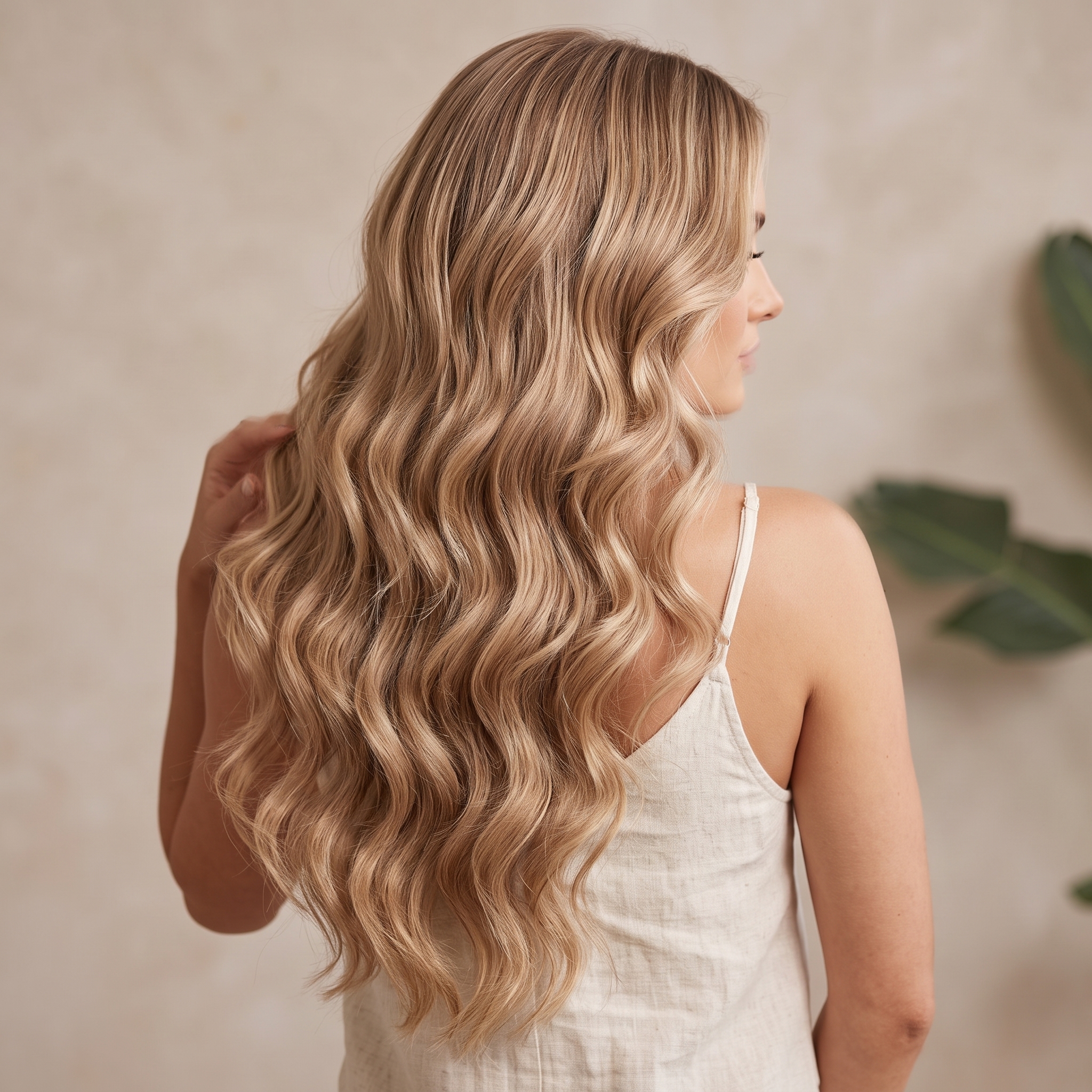 Beachy blonde waves hairstyle