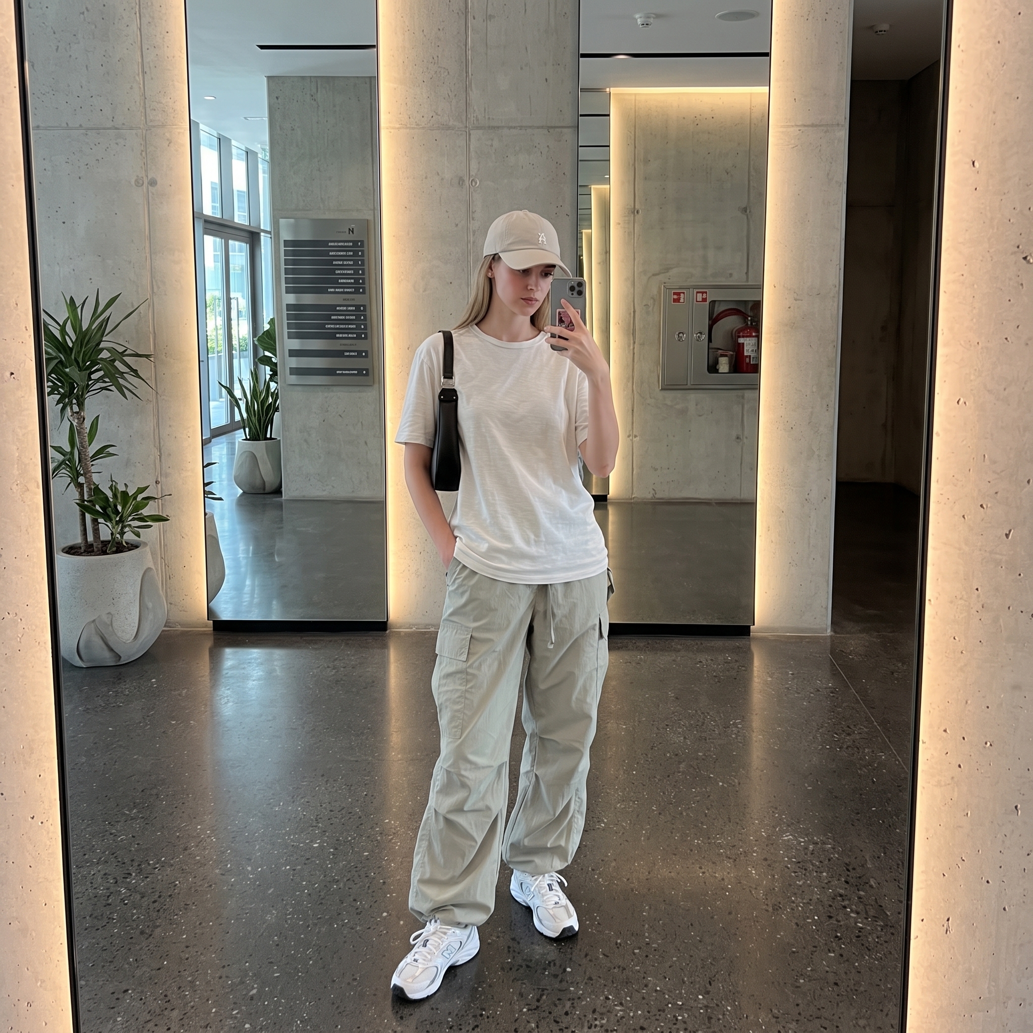 Cargo pants with white tshirt outfit idea