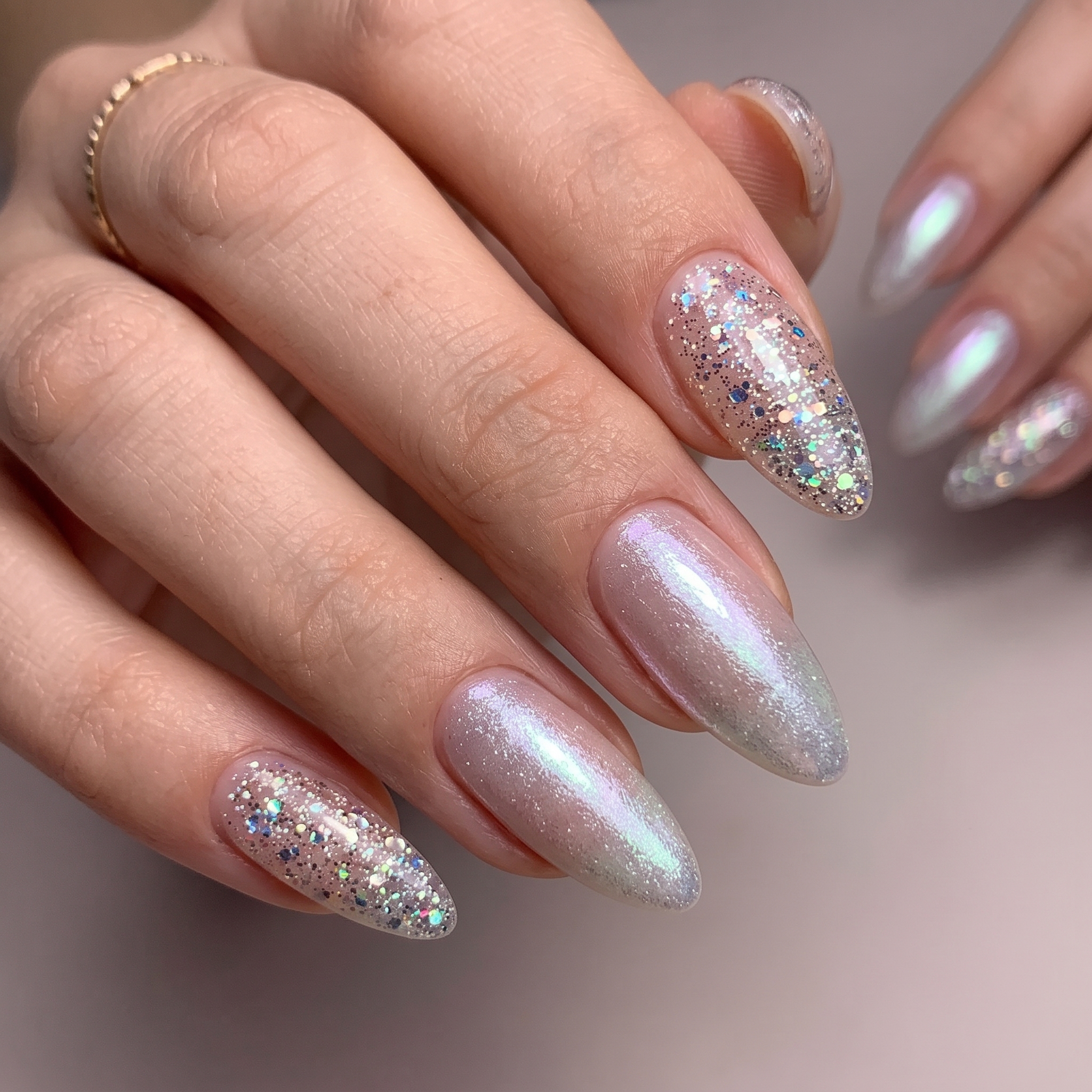 Glitter accent graduation nails