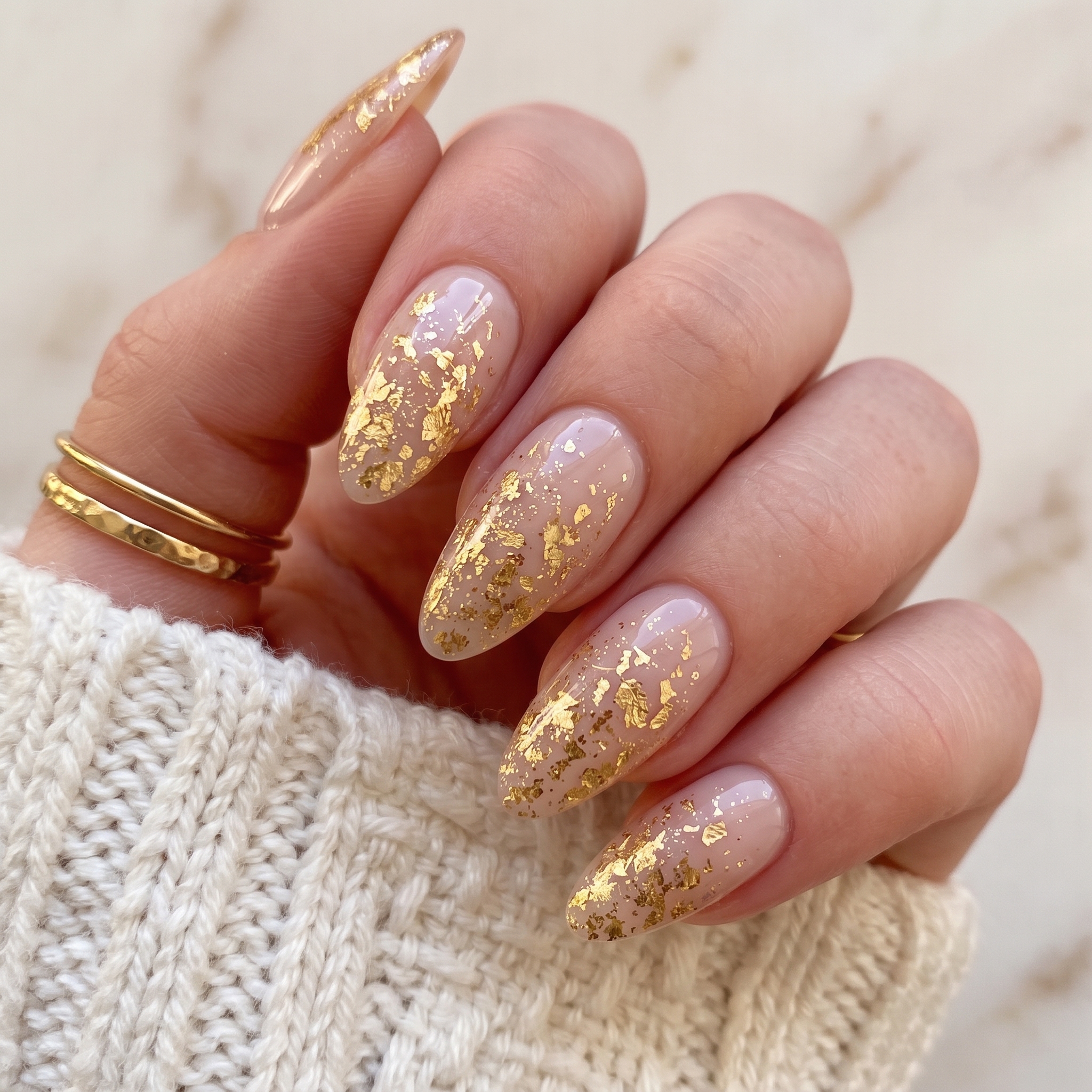Gold foil glam graduation nail art