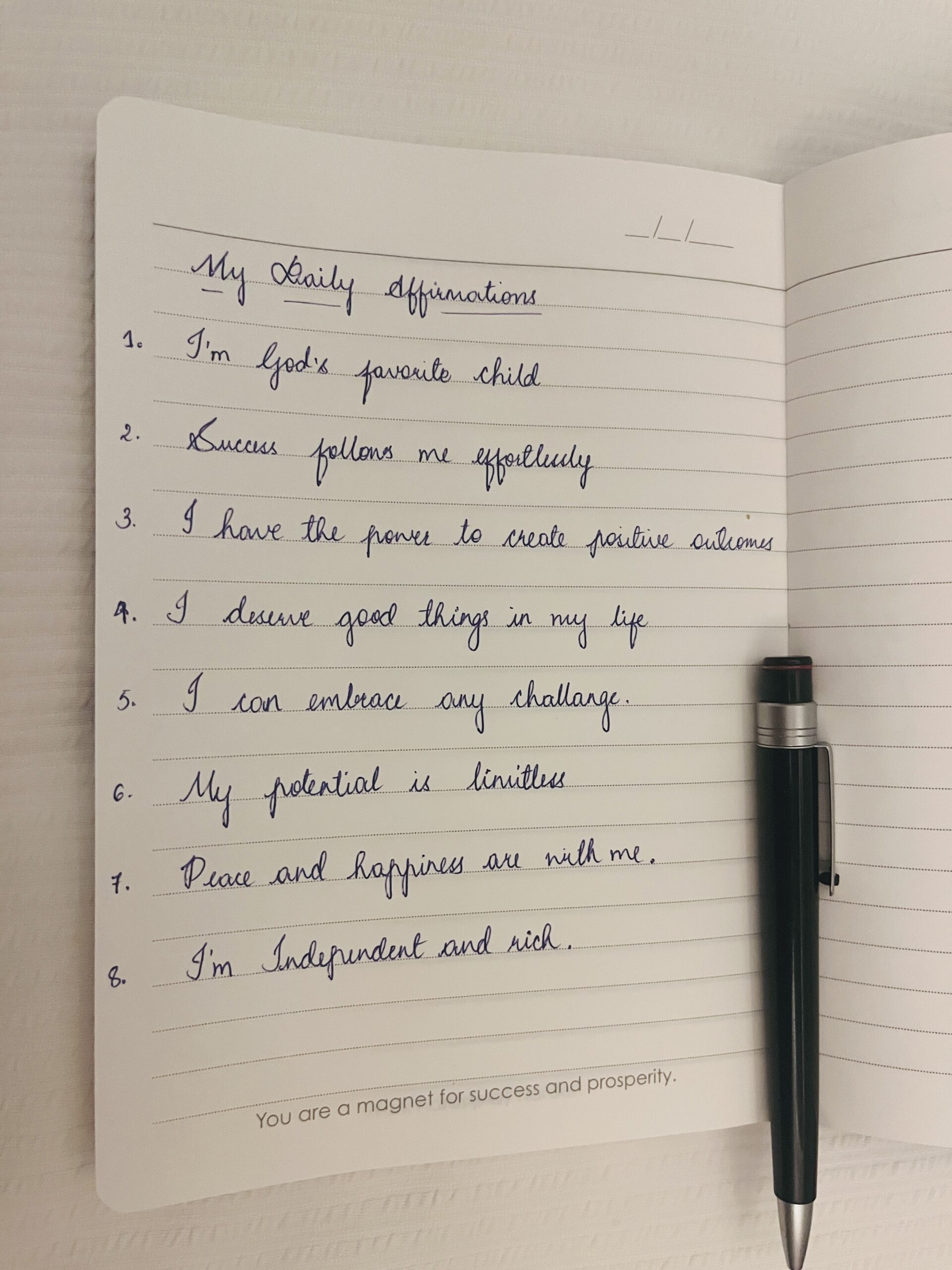 Positive affirmations written on paper