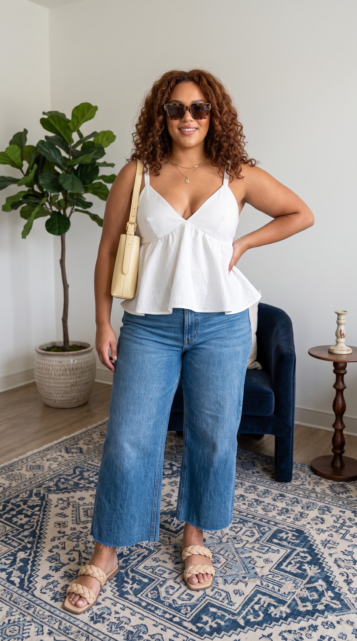 White peplum top jeans wrists ankles style tips for short and chubby girls