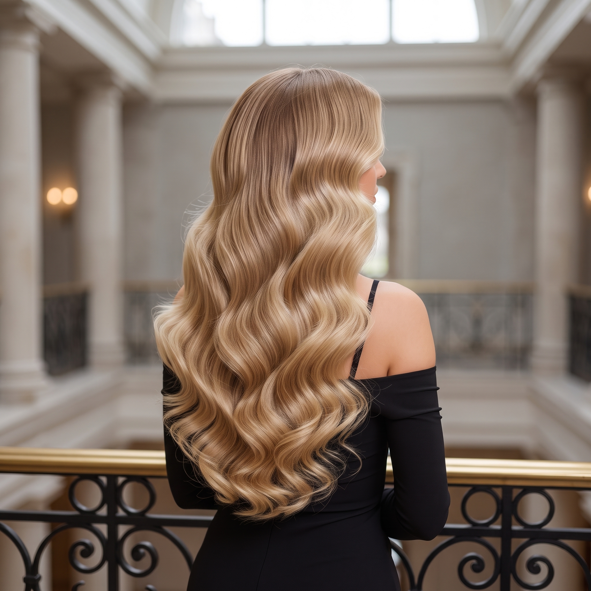 Soft Hollywood waves blonde hairstyle
