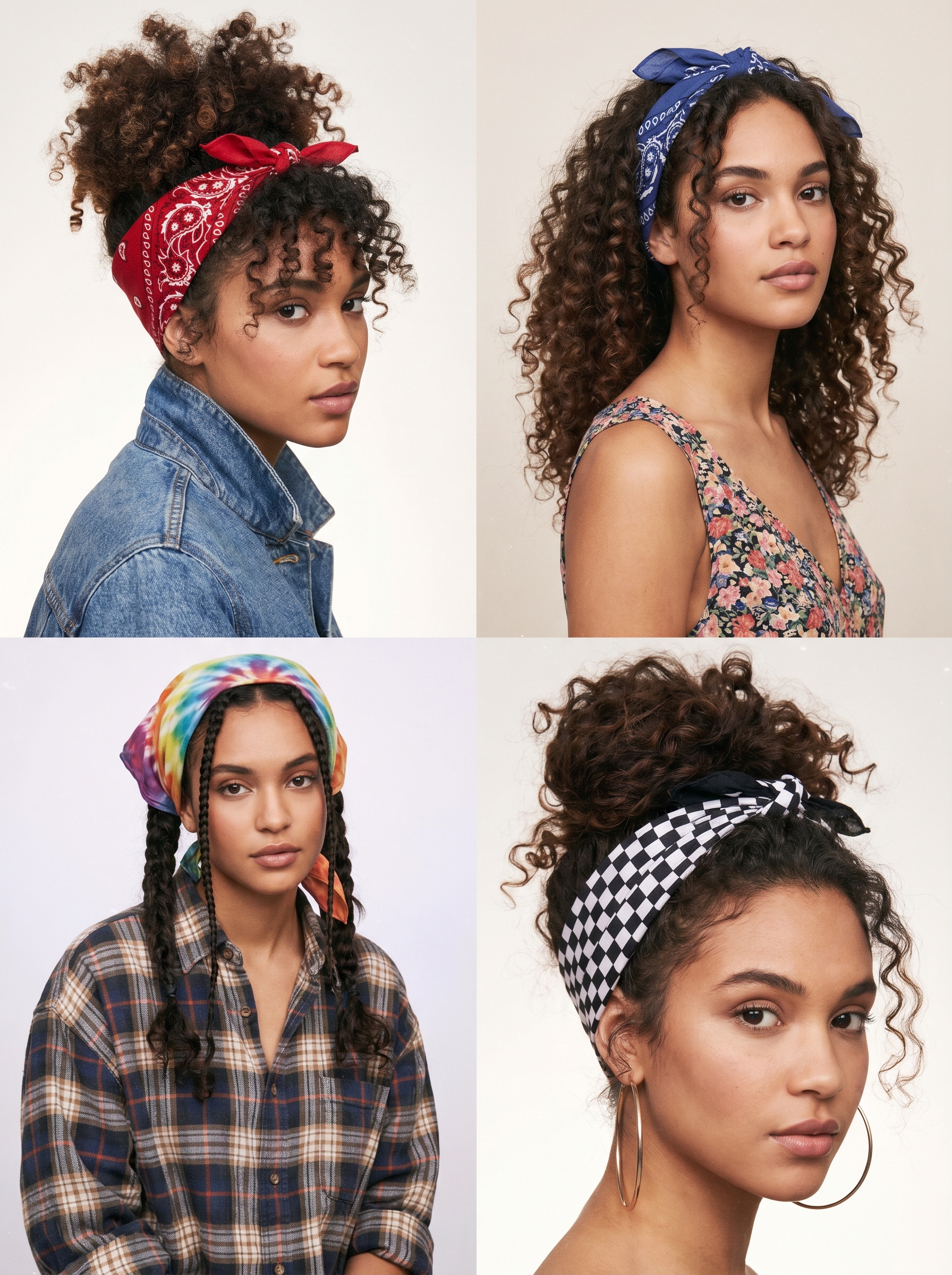 Bandana tied into a large bow at the back of the head
