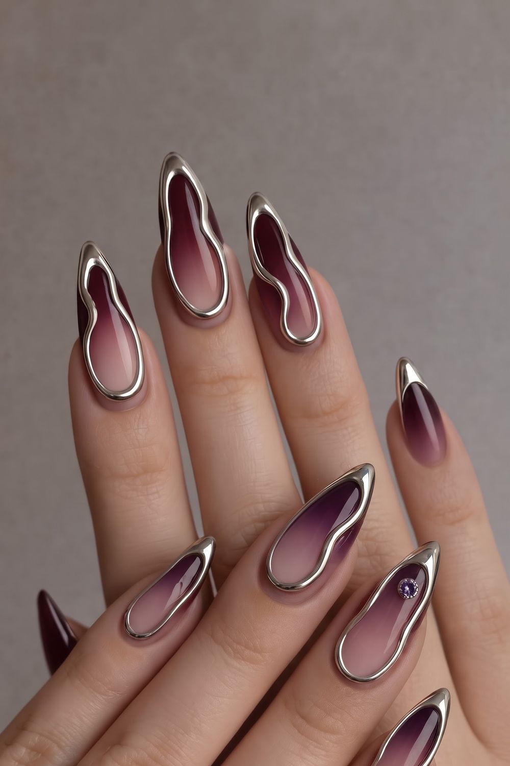 Abalone shell gold foil marble fall acrylic nails