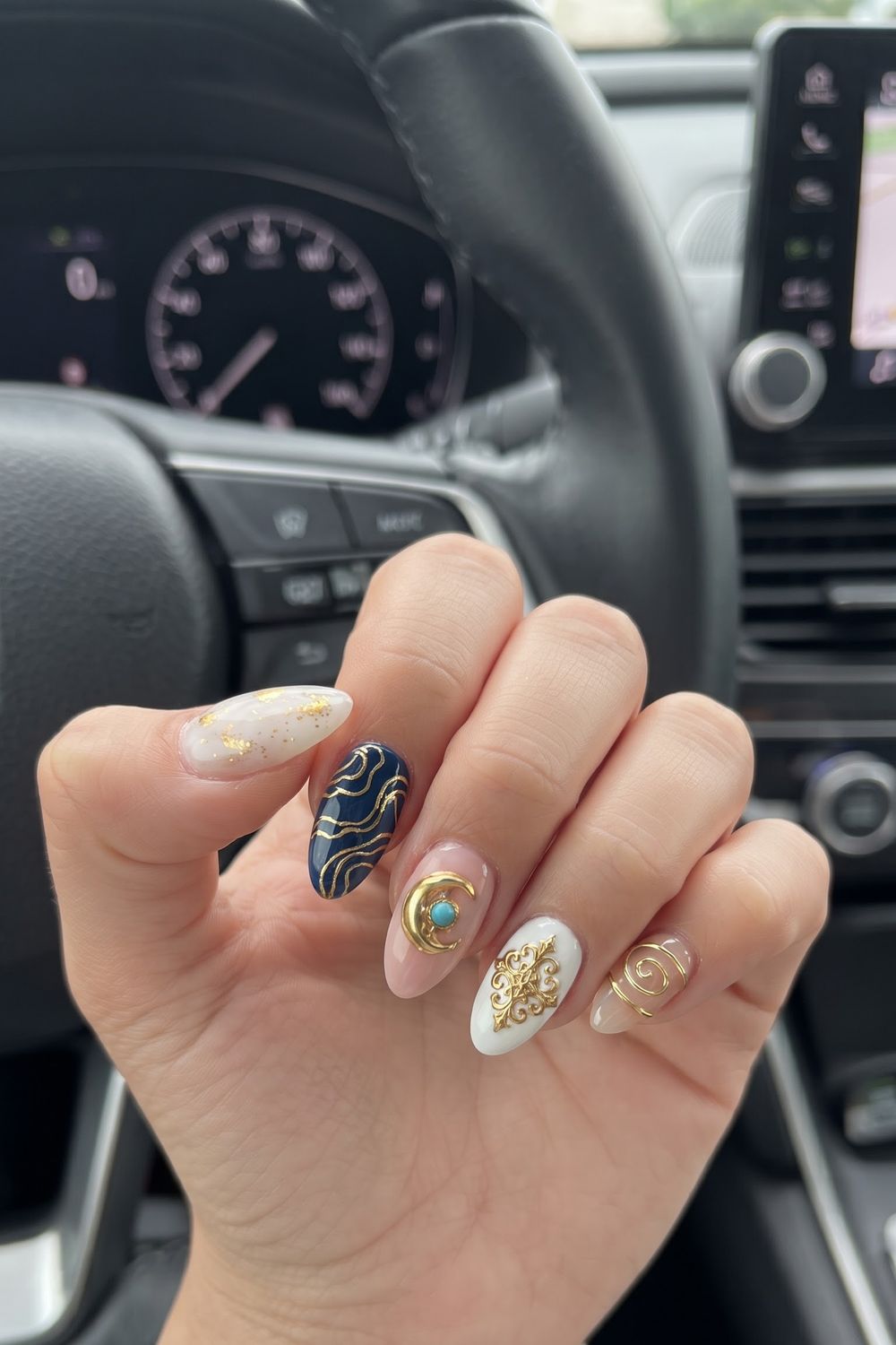 Cocoa nude and grey cat eye fall acrylic nails