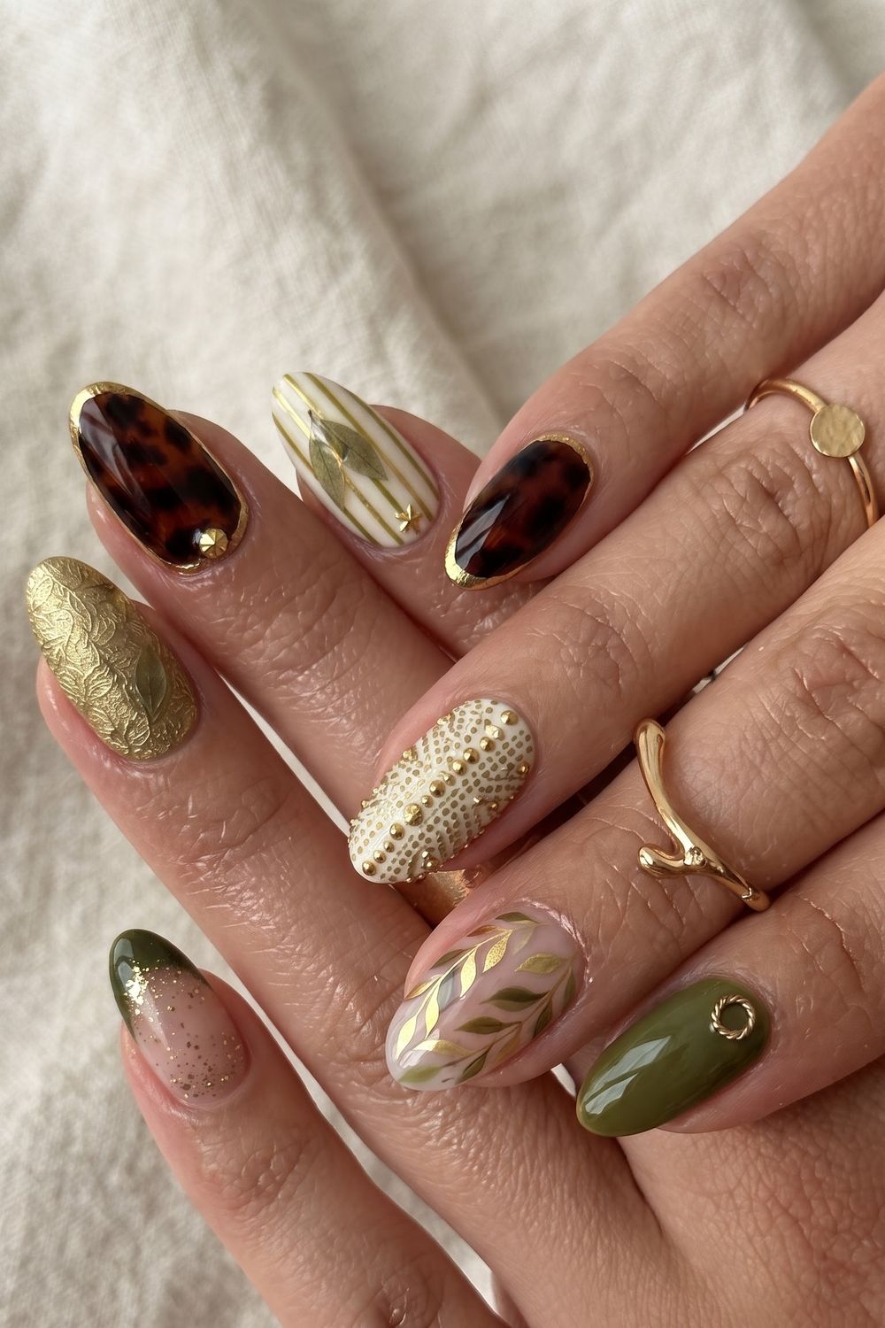 Iridescent glitter French tip fall acrylic nails