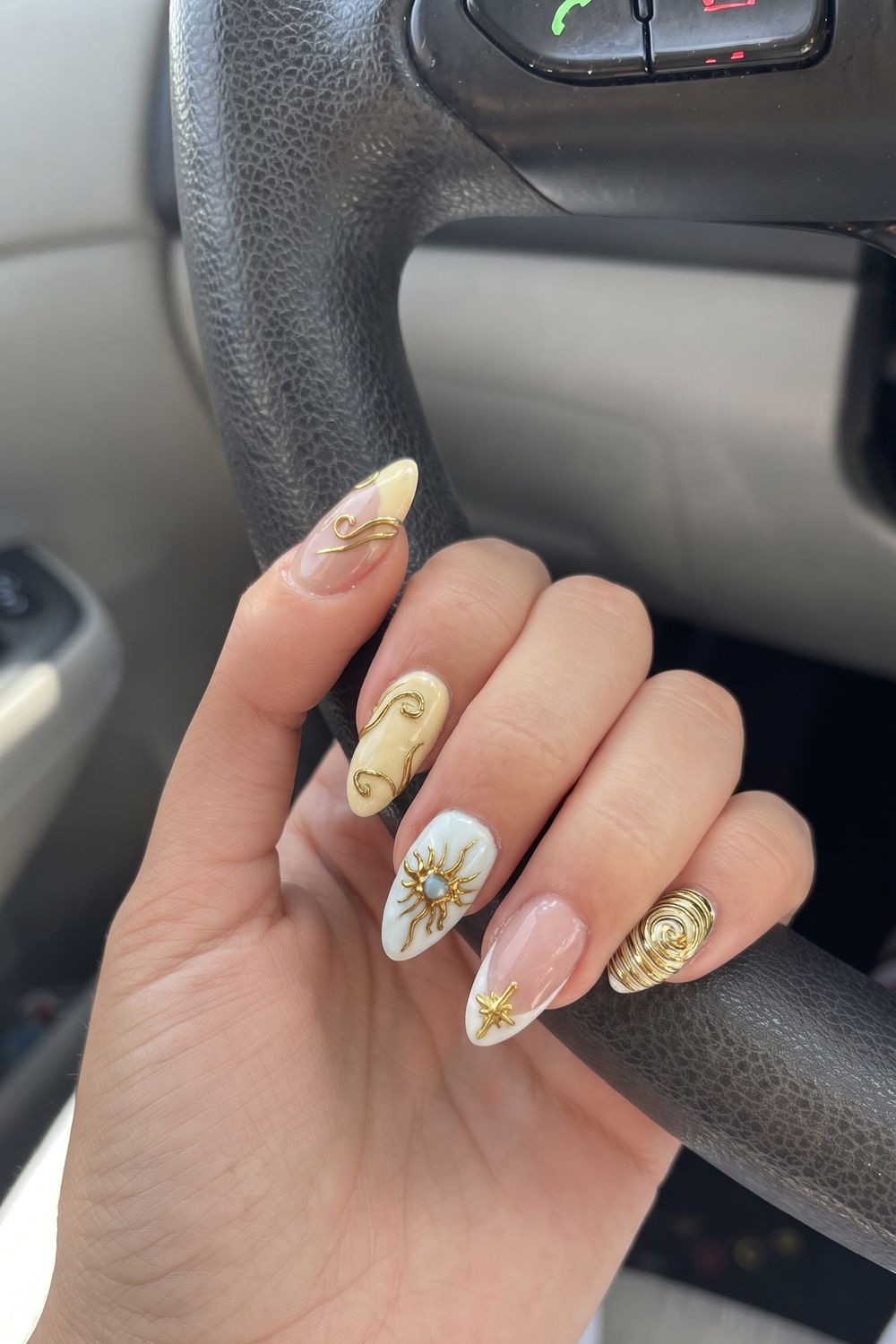 Nude minimalist polka dot fall acrylic nails