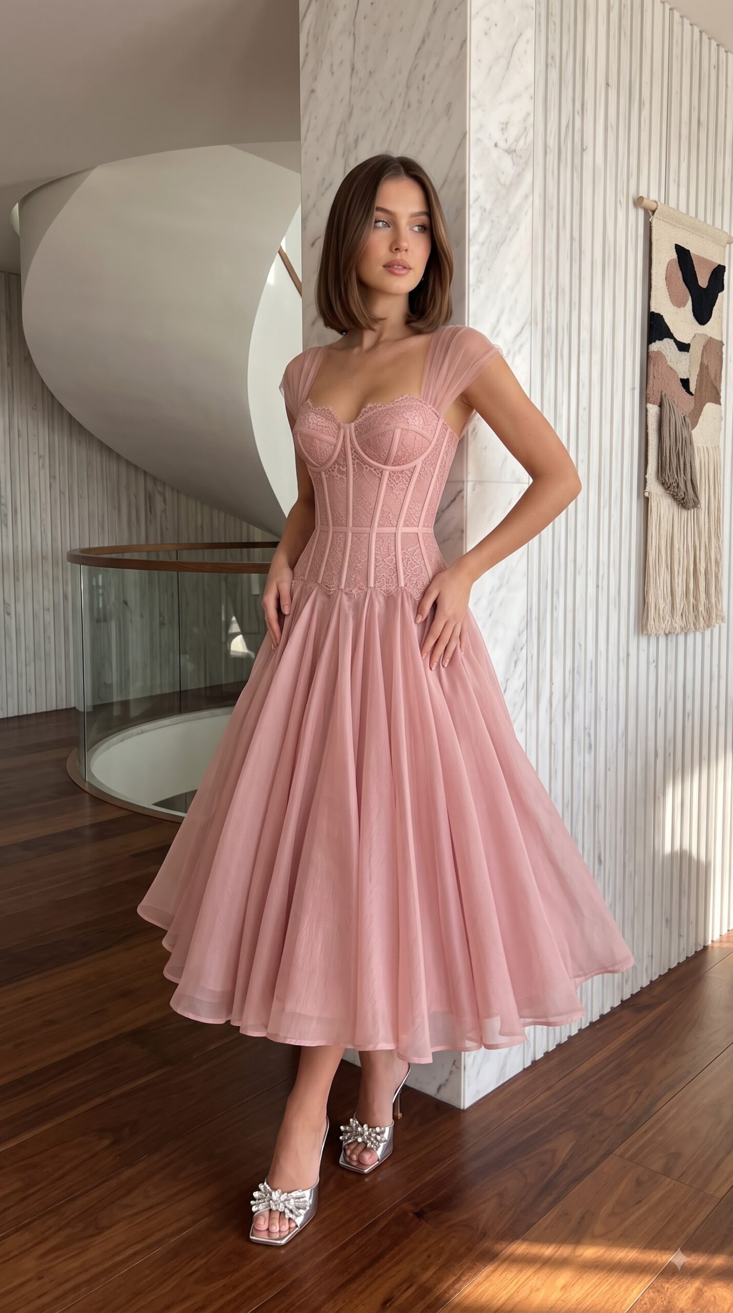 Flowy pink chiffon bridesmaid dress pink cute outfits
