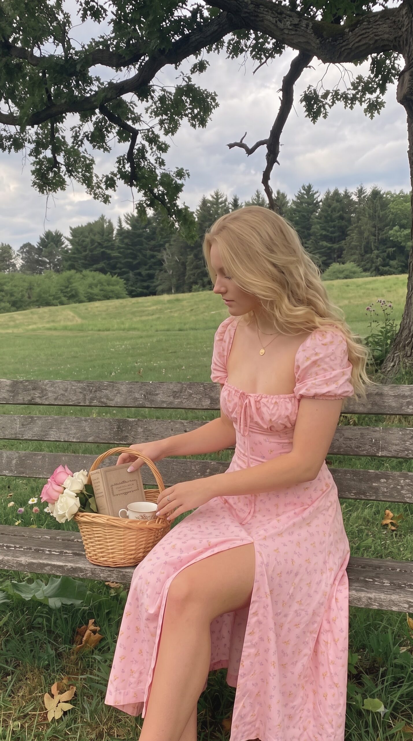 Pink floral cottagecore sundress pink cute outfits