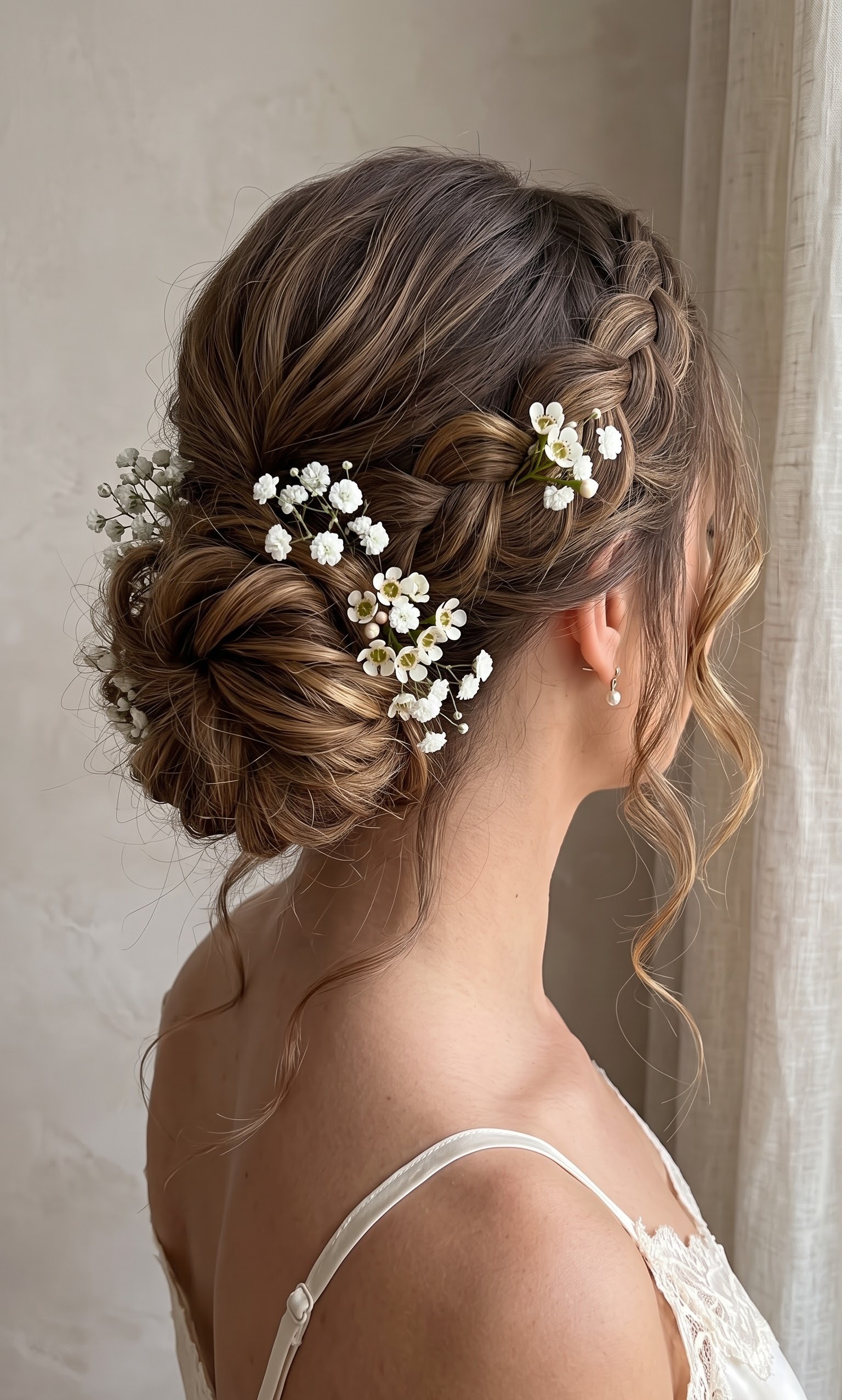 prom hairstyles hair down - half-up braided crown with waves