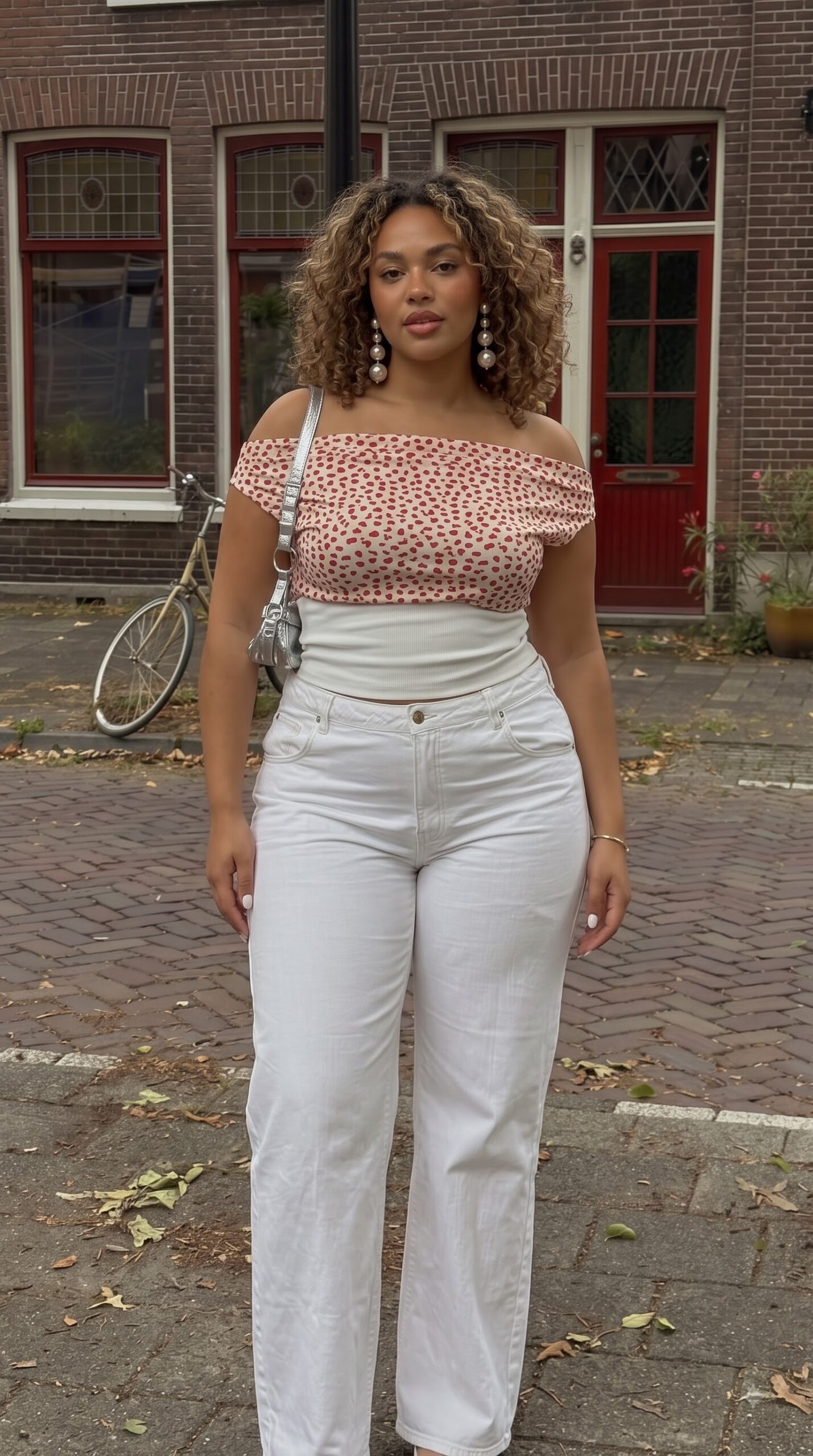 Statement earrings off shoulder top style tips for short and chubby girls