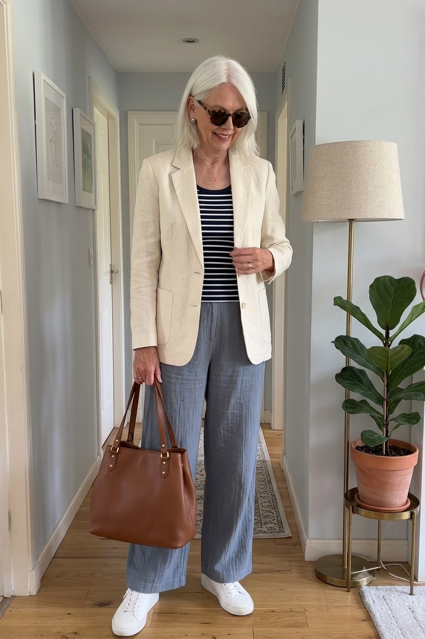 Timeless, well-fitted wardrobe basics hanging in a closet